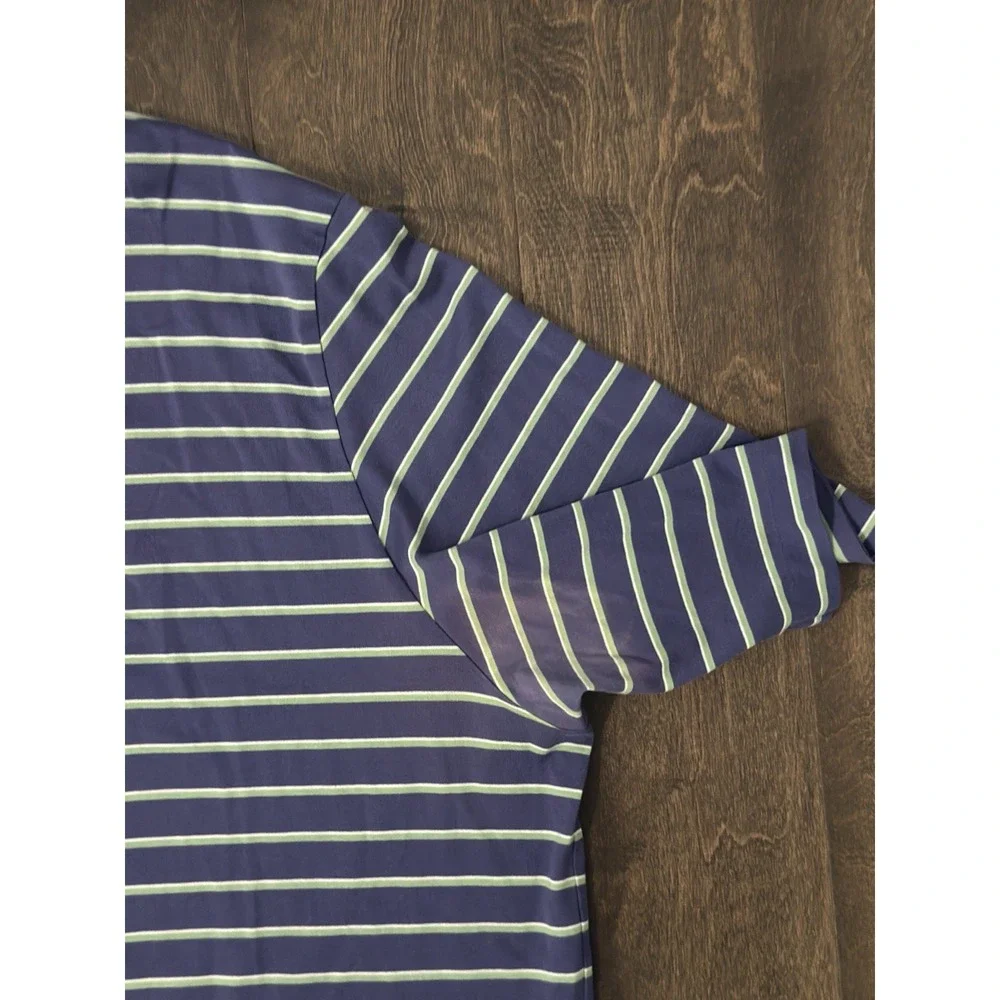 Vtg Ralph Lauren Polo Golf Shirt Purple Striped Mens Size 2XL‎ Short Sleeve